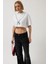 Baskılı Crop Beyaz T-Shirt 3