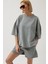 Oversize Lazer Kesim Bisiklet Yaka Gri T-Shirt 1