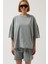 Oversize Lazer Kesim Bisiklet Yaka Gri T-Shirt 5