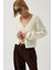 Düğme Detay Örgü Ekru Bluz 3