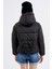 Kadın Siyah Geniş Kesim Oversize Kapüşonlu Şişme Mont 4