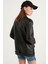 Kadın Oversize Biker Deri Ceket 4