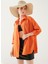 Kadın Oranj Oversize Uzun Basic Gömlek 4