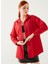 Kadın Kırmızı Oversize Uzun Basic Gömlek 3