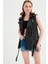 Kadın Siyah Deri Biker Oversize Yelek 3
