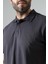 %100 Pamuk Regular Fit Dar Kesim Kısa Kollu Polo Yaka T-Shirt 21844 Füme 2