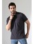 %100 Pamuk Regular Fit Dar Kesim Kısa Kollu Polo Yaka T-Shirt 21844 Füme 3