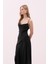 Degaje Yaka Yırtmaçlı Krep Saten Maksi Boy Elbise Siyah Y2511314_001 4