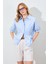 Kadın Mavi Düşük Kol Tek Cepli Gömlek 1