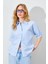 Kadın Mavi Düşük Kol Tek Cepli Gömlek 2