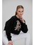 Kadın Siyah Baskılı Sweatshirt 3