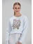 Kadın Beyaz Baskılı Sweatshirt 2