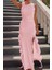 Ruffles Yırtmaçlı Kolsuz Elbise - Pembe 3
