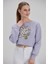 Kadın Lila Baskılı Sweatshirt 3