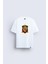 Ispanya Milli Futbol Takım Logo Baskılı Bisiklet Yaka Normal Kalıp Beyaz Tişört T-Shirt 1