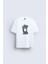 Rapçi Maymun Baskılı Bisiklet Yaka Normal Kalıp Beyaz Tişört T-Shirt 1