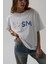 Sırt ve Ön Baskılı Oversize Beyaz T-Shirt 5