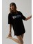 Sırt ve Ön Baskılı Oversize Siyah T-Shirt 3