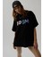 Sırt ve Ön Baskılı Oversize Siyah T-Shirt 5