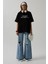 Ön Baskılı Oversize Siyah T-Shirt 2