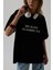 Ön Baskılı Oversize Siyah T-Shirt 4