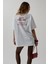 Sırt Baskılı Oversize Beyaz T-Shirt 5