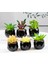Stil 9 Siyah Seramik Saksı Mini Yapay Yeşil Succulents Bitki Bonsai Seti Sahte Çiçek Vazo Ev Balkon Dekor Masaüstü Süsleme (Yurt Dışından) 2