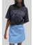 Kadın Kısa Kollu Yıkamalı Kısa T-Shirt Siyah 3