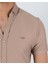 Erkek Likralı Bej Kısa Kol Gömlek 2