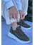 Yeşil Süet Bağcıklı Kadın Sneaker Ayakkabı 2
