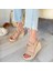 Nut Nude Suni Deri Dolgu Topuk Kadın Sandalet 4