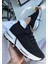 Siyah Triko Boncuk Işlemeli Kadın Sneaker Ayakkabı 2