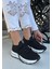 Siyah Triko Boncuk Işlemeli Kadın Sneaker Ayakkabı 3