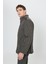 Standart Fit Normal Kesim Dik Yaka Desenli Overcoat 3