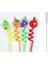 5 Parça Renkli Pipet Seti - Emojili Spiral Kokteyl - Çocuk Pipeti Temizleme Fırçalı 5