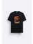 Maymun Monkey Baskılı Bisiklet Yaka Normal Kalıp Siyah Tişört T-Shirt 1