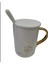 Porselen Kupa Bardak Mug Hediyelik Ürün Metal Kaşıklı Beyaz Gold Rose Sonsuza Dek 1 Adet 1