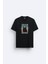 Cat Meow Madafakas Baskılı Bisiklet Yaka Normal Kalıp Siyah Tişört T-Shirt 1