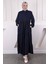 Lacivert Kol Lastikli Fermuarlı Ferace 2