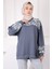 Füme Tül Çiçek Garnili Modal Sweat 1