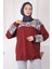 Bordo Tül Çiçek Garnili Modal Sweat 1
