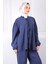 Lacivert Ön Bağlamalı Kimono Pantolonlu Takım 4