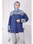 Lacivert Tül Çiçek Garnili Modal Sweat 1