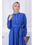 İndigo Bel Lastikli Kuşaklı Modal Elbise 4