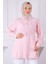 Pembe Kuşaklı Düğmeli Gömlek 1