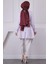 Bordo Hakim Yaka Çizgili Poplin Tunik 4