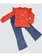 Miraylife 4-5-6 Yaş Kot Pantolonlu Flamingo Desenli Penye Sweat Uzun Kollu 2li Kız Çocuk Takımı 1