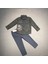 Miraylife 3-4-5 Yaş Kravatlı Keten Gömlek Gabardin Pantolon Uzun Kollu 3lü Erkek Çocuk Takımı 1