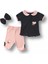 Miraylife 3-6 6-9 9-12 12-18 Ay Uzayın Kalbi Nakışlı Bandanalı Kısa Kollu Sweat 3lü Kız Bebek Takımı 1
