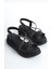 BA04577 Siyah Kadın Çapraz Taş Yumuşak Tabanlı 5 cm Sandalet - 36 1
